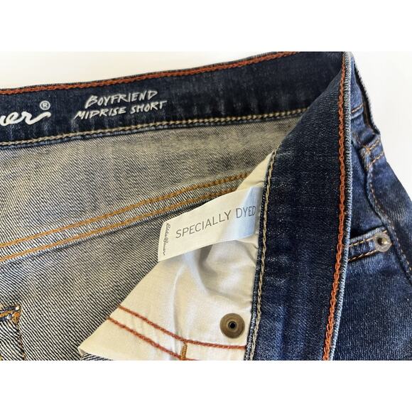 Eddie Bauer Boyfriend Shorts Womens 10 Blue Medium Wash Denim Low Rise Zip Fly - Picture 11 of 12